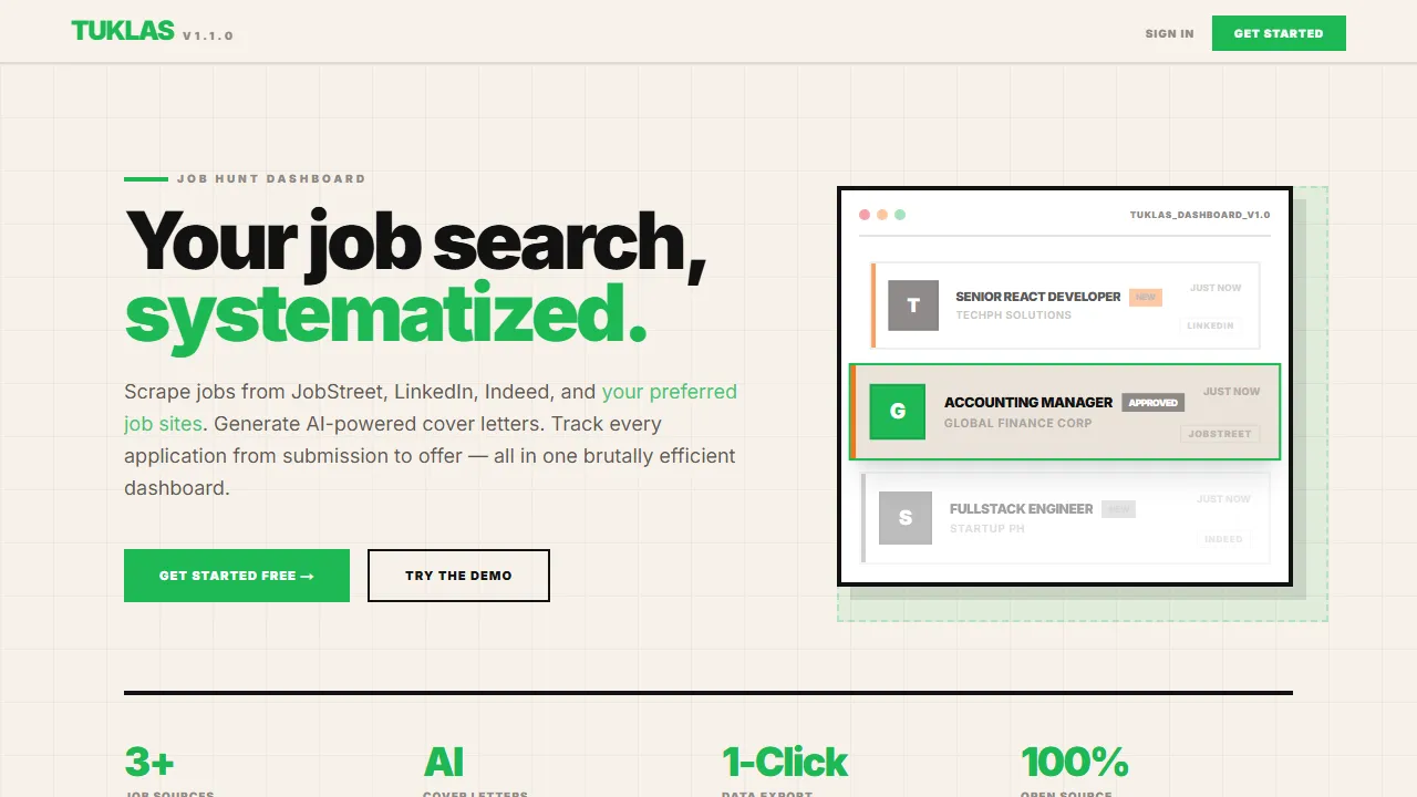 Tuklas Jobs: Job Hunt Dashboard